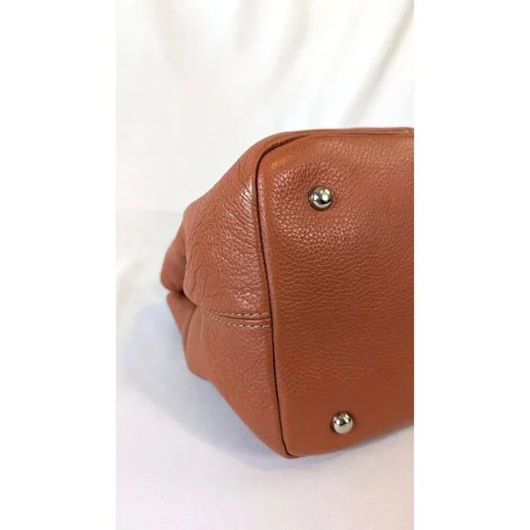 Tignanello Perfect 10 pebbled leather satchel top handle purse orange terracotta - Picture 8 of 14